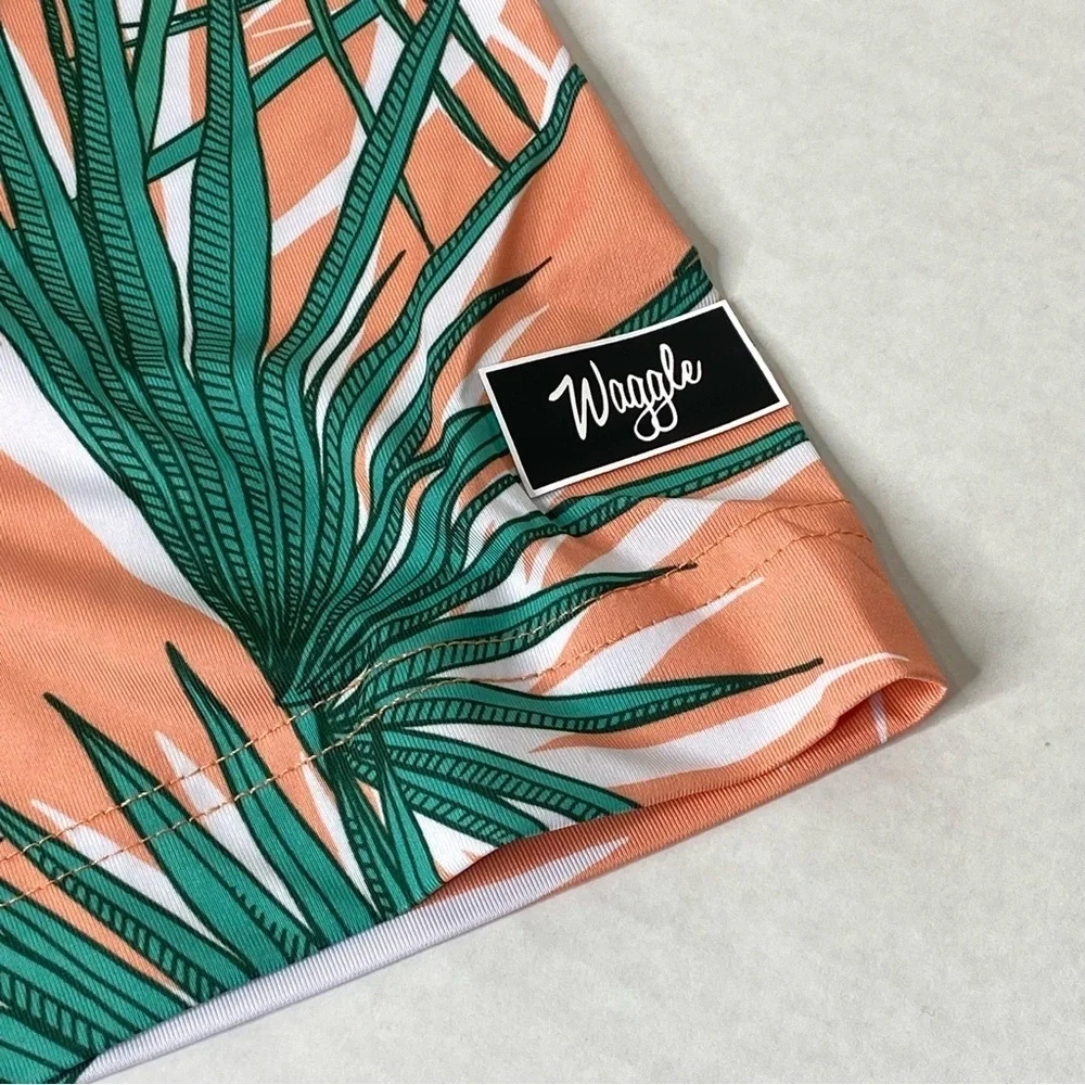 Waggle Palm Tree All Over Print Golf Polo Shirt - Picture 3 of 5